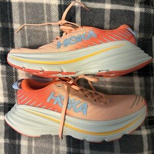 Hoka Women's Coral and Light Blue Athletic Shoes